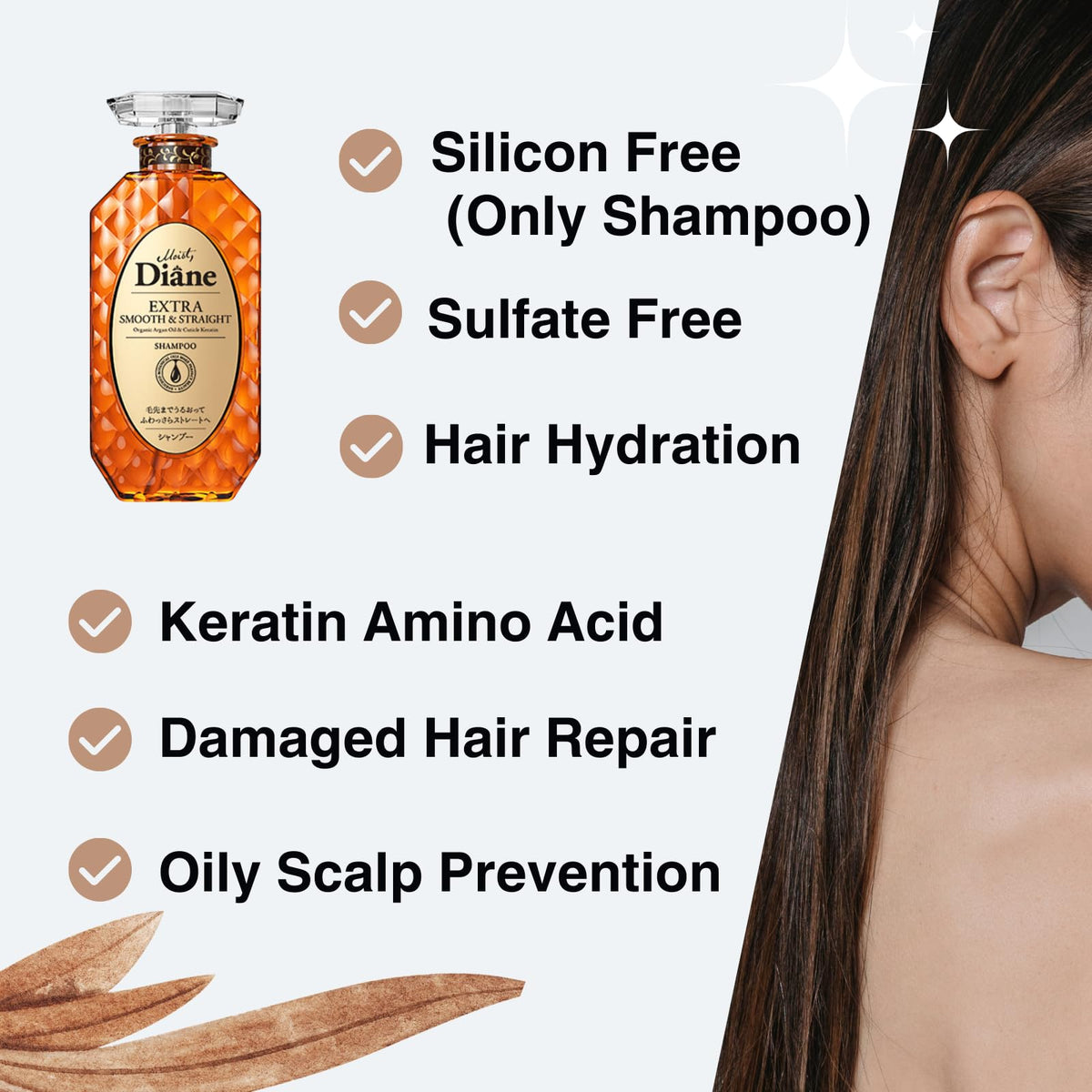 Moist Diane silicone-free label indicates a gentle cleansing formula.