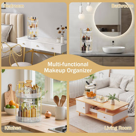 MOKANI 2-tier rotating organizer with full capacity for cosmetics