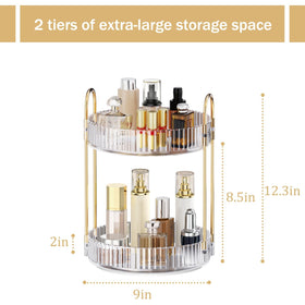 MOKANI clear vanity organizer on dresser keeps cosmetics within reach