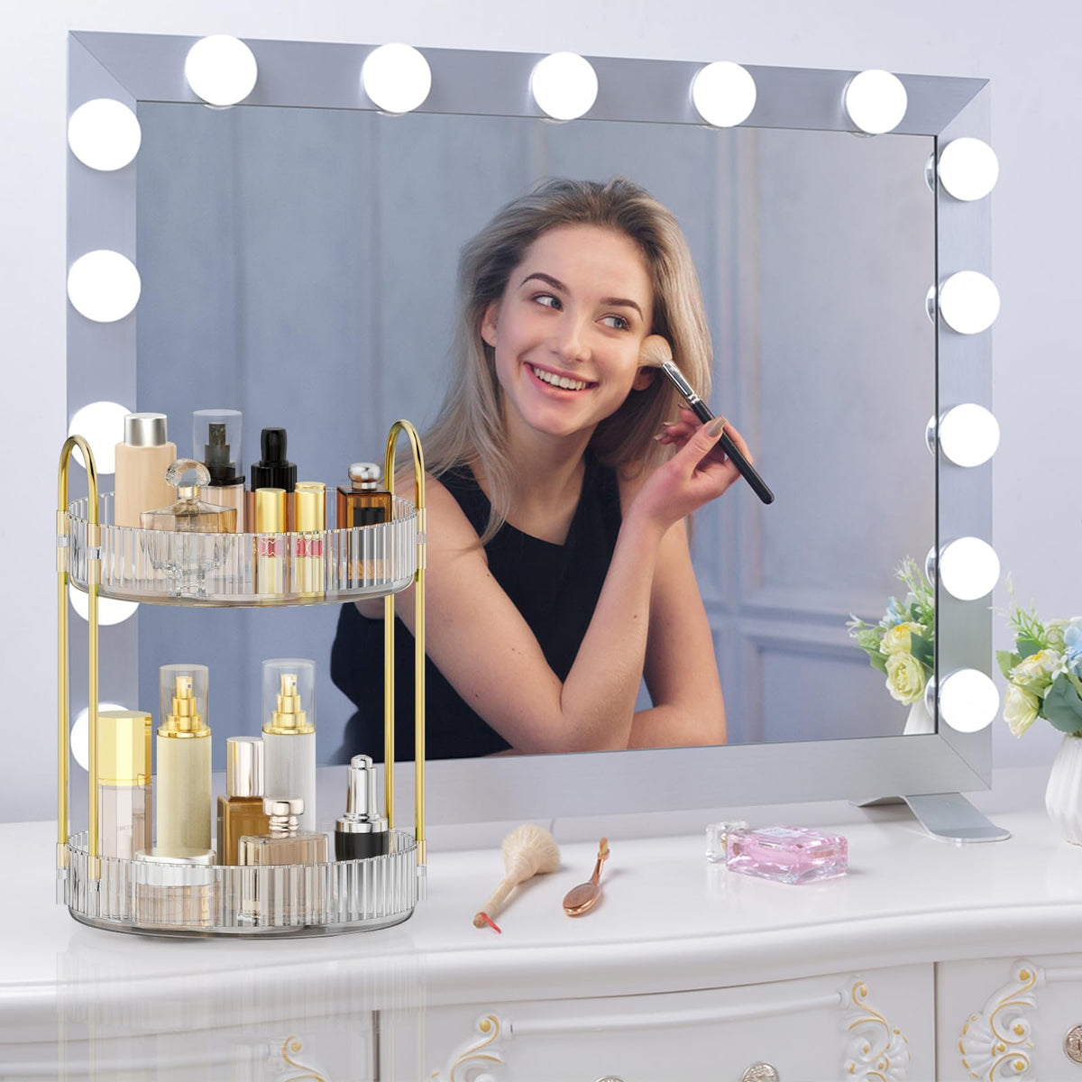 Gift-ready MOKANI vanity organizer with sleek, elegant design