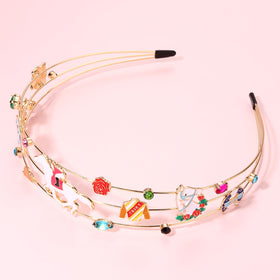 Mokkia headband with crystal rhinestones for festive racing events.