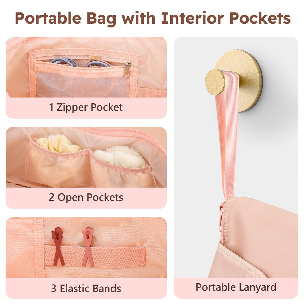 MOKURA organizer with pockets and elastic bands keeps hair tools tidy and accessible