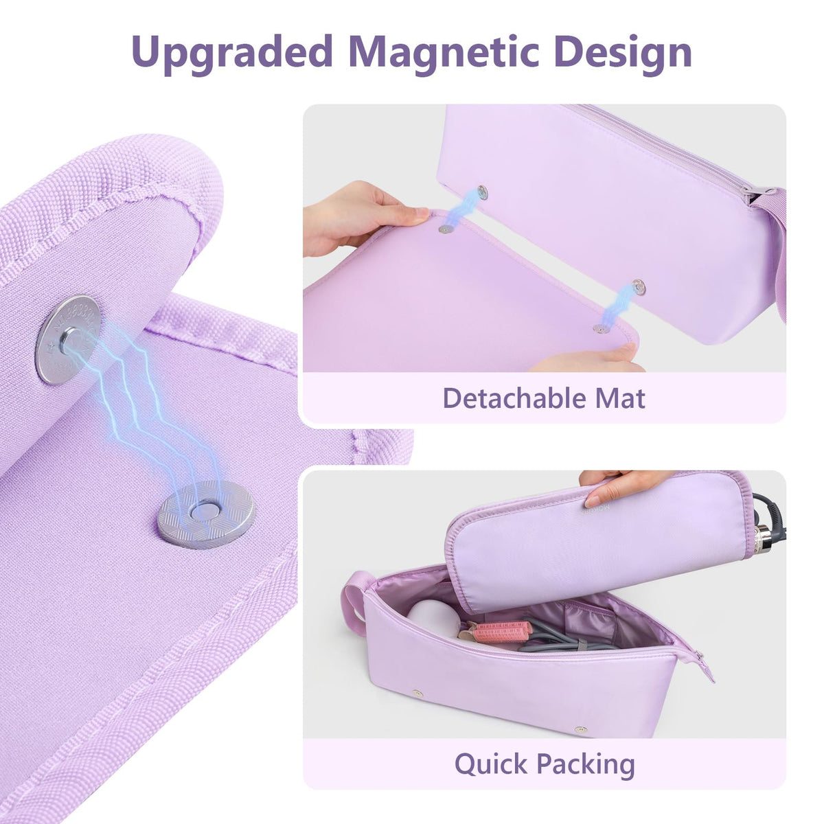 MOKURA bag accommodates up to 14-inch long tools for versatile beauty routines