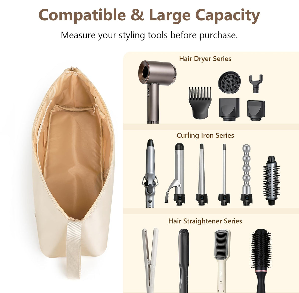MOKURA interior pockets organize cords, clips, and small accessories