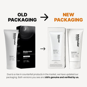 Molecular Company Sunscreen pump at hand for easy application.