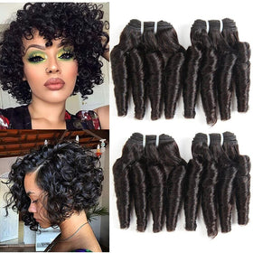 Molefi Funmi curly bundles 8 inch display, dense wave texture for natural fullness.