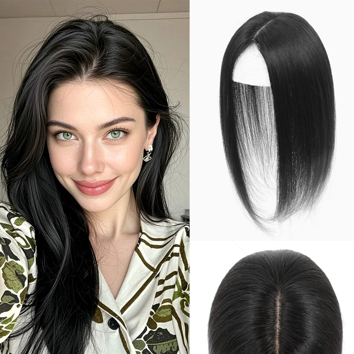 Molleas hair topper with 360° 3D blend for a natural crown look