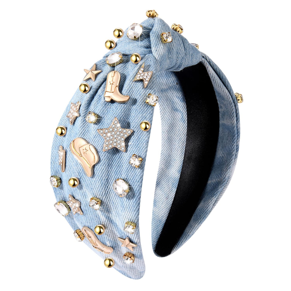MOLOCH Western Headband with cowgirl boot and star charms for a bold rodeo-ready look.