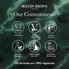 Molton Brown Bath and Shower Gel texture close-up shows rich, creamy lather