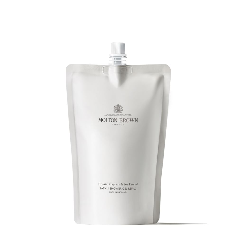 Molton Brown Coastal Cypress and Sea Fennel refill bottle for sustainable bathing rituals