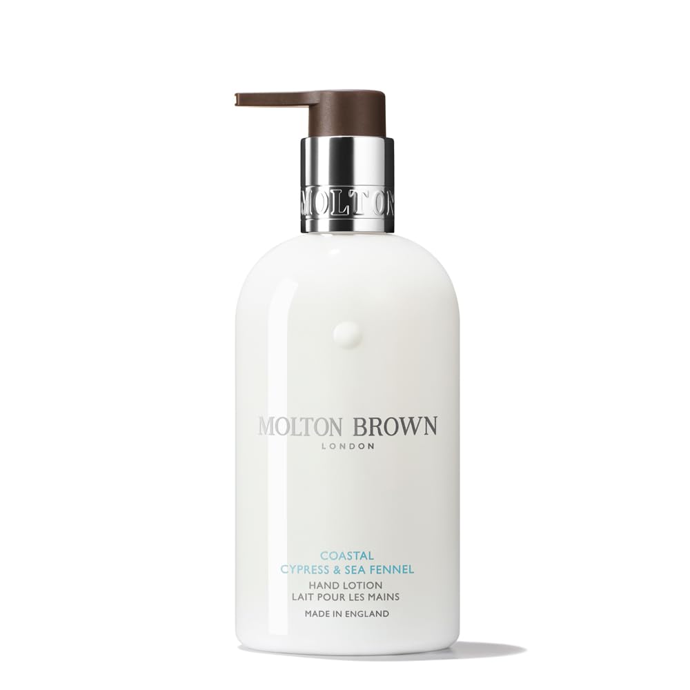 Molton Brown Coastal Cypress & Sea Fennel Hand Lotion bottle with sea-inspired hydration.