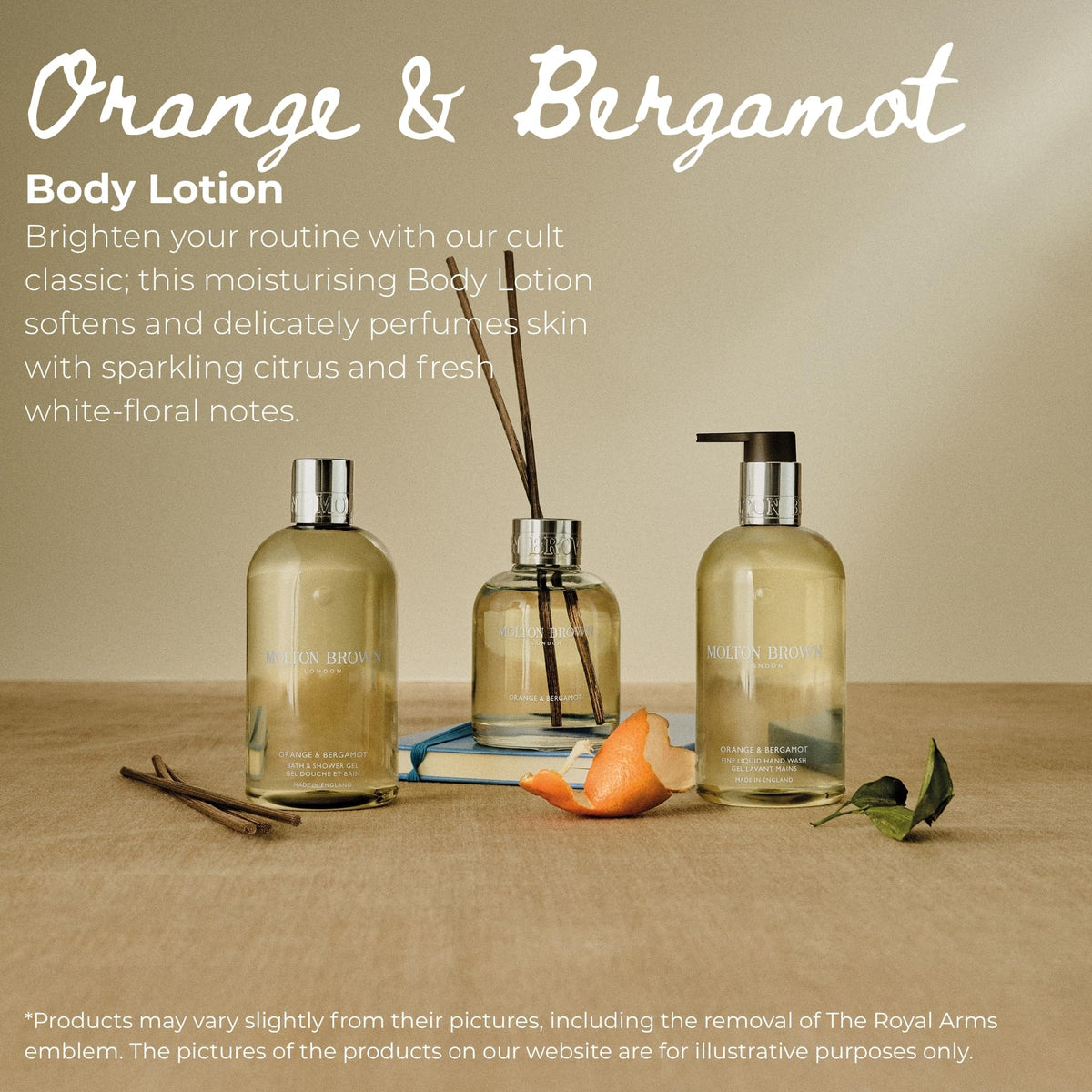 Molton Brown Orange & Bergamot Body Lotion cream-texture close-up shows light hydration.