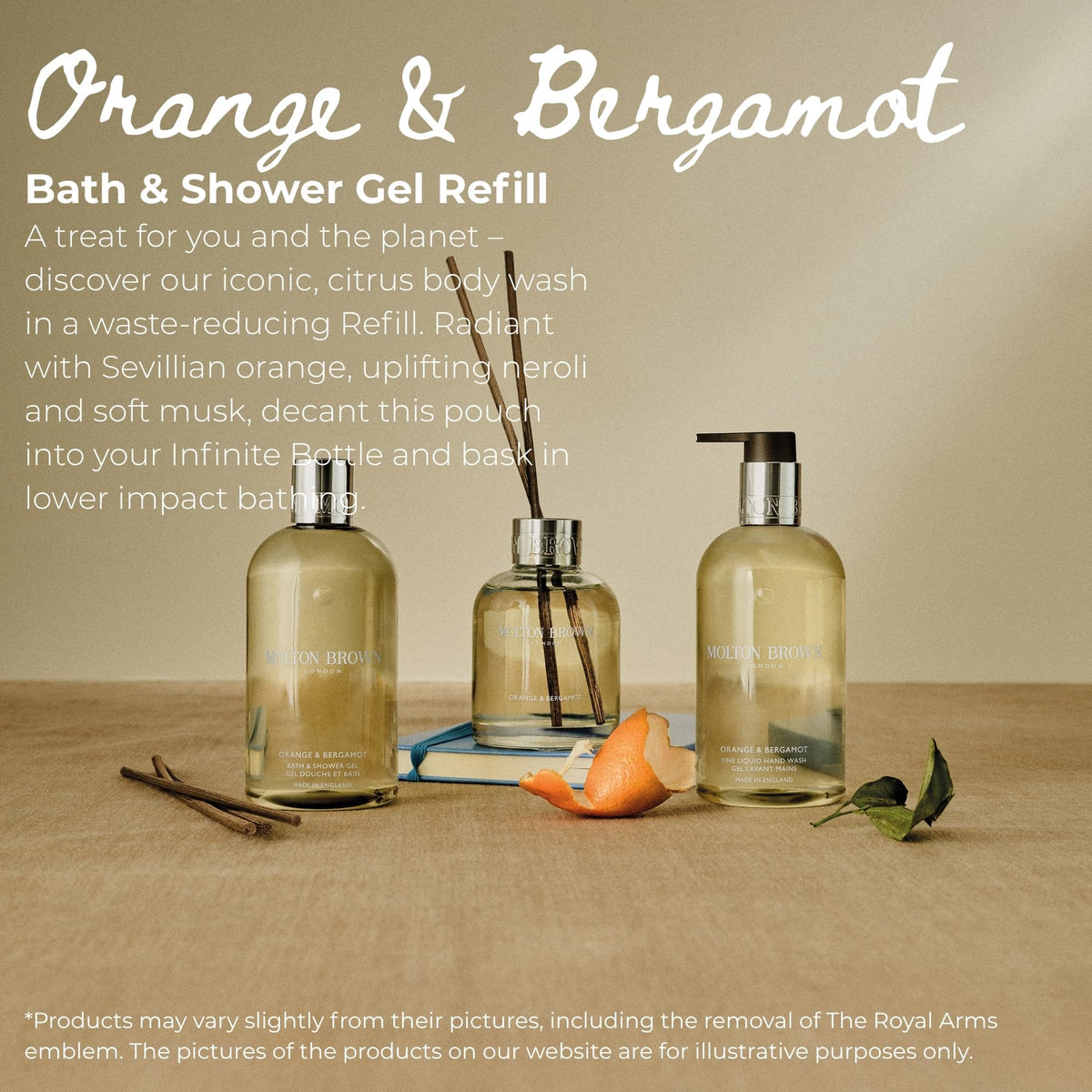 Molton Brown Orange and Bergamot Body Wash Refill pour releasing refreshing lather