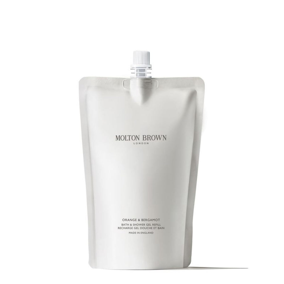 Molton Brown Orange and Bergamot Body Wash Refill 300ml bottle showcasing bright citrus scent