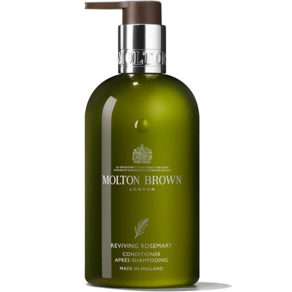Molton Brown Reviving Rosemary Conditioner bottle with fresh herbal scent for daily hair care