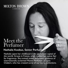 Molton Brown label close-up shows vegan and cruelty-free promise
