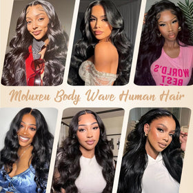Moluxeu 12A body wave bundles 34 inch—extra-long for dramatic looks