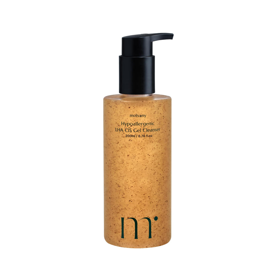 Molvany LHA CIS Gel Cleanser bottle with pump for gentle, pore-refining cleansing.