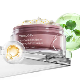 Momcozy Stretch Mark Cream belly-firming bottle delivers hydration and skin suppleness.