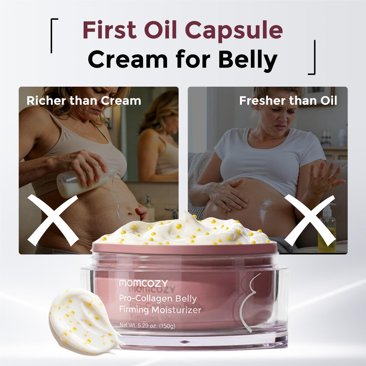 Momcozy Stretch Mark Cream botanical-blend features Centella Asiatica and meadowfoam for hydration.