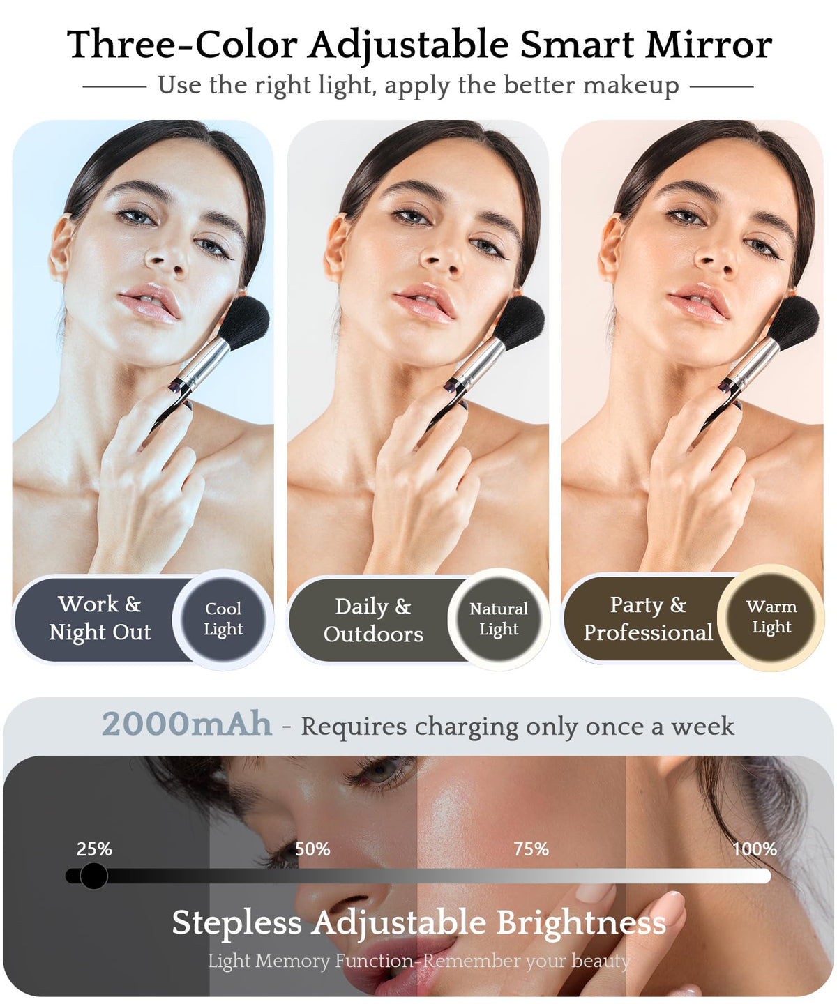 Detachable smart fill light mirror from MOMIRA with adjustable brightness