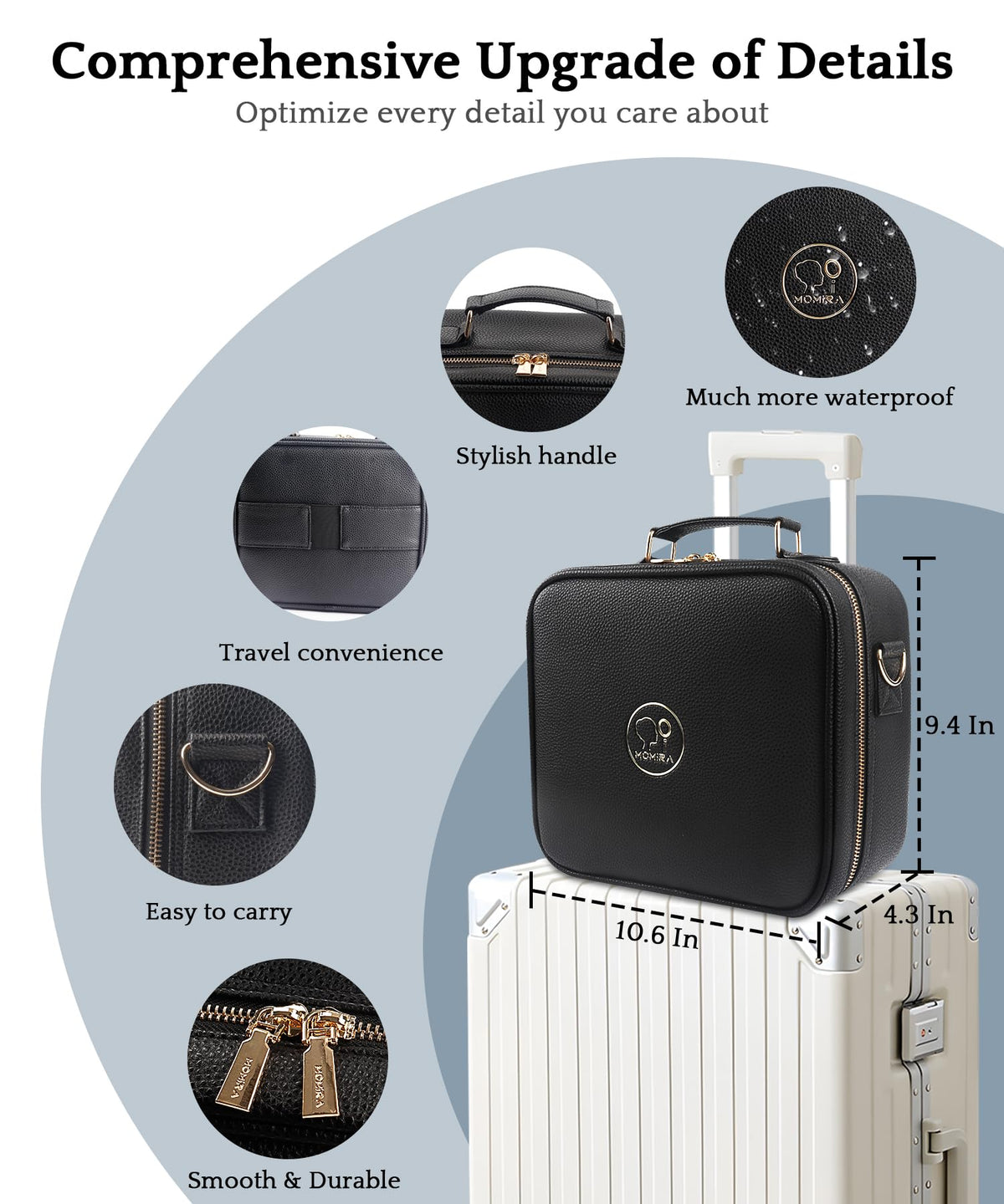 MOMIRA upgraded materials for durable, water-resistant outer and cushioned interior