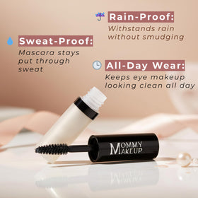 Mommy Makeup Lash Shield applied over mascara for a smudge-proof finish