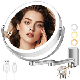 Momokuba extendable arm wall mirror for adjustable makeup angles