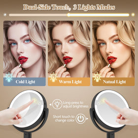 MOMOKUBA makeup mirror three color temperature lighting for day to night makeup