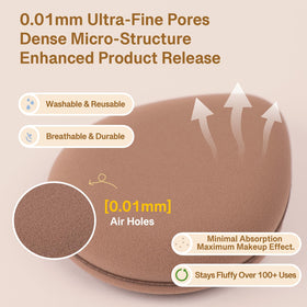 Momo's Workshop damp-use puff promotes flawless fusion with skin texture.