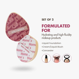 Momo's Workshop pink denim flat-edge sponge for precise detailing.