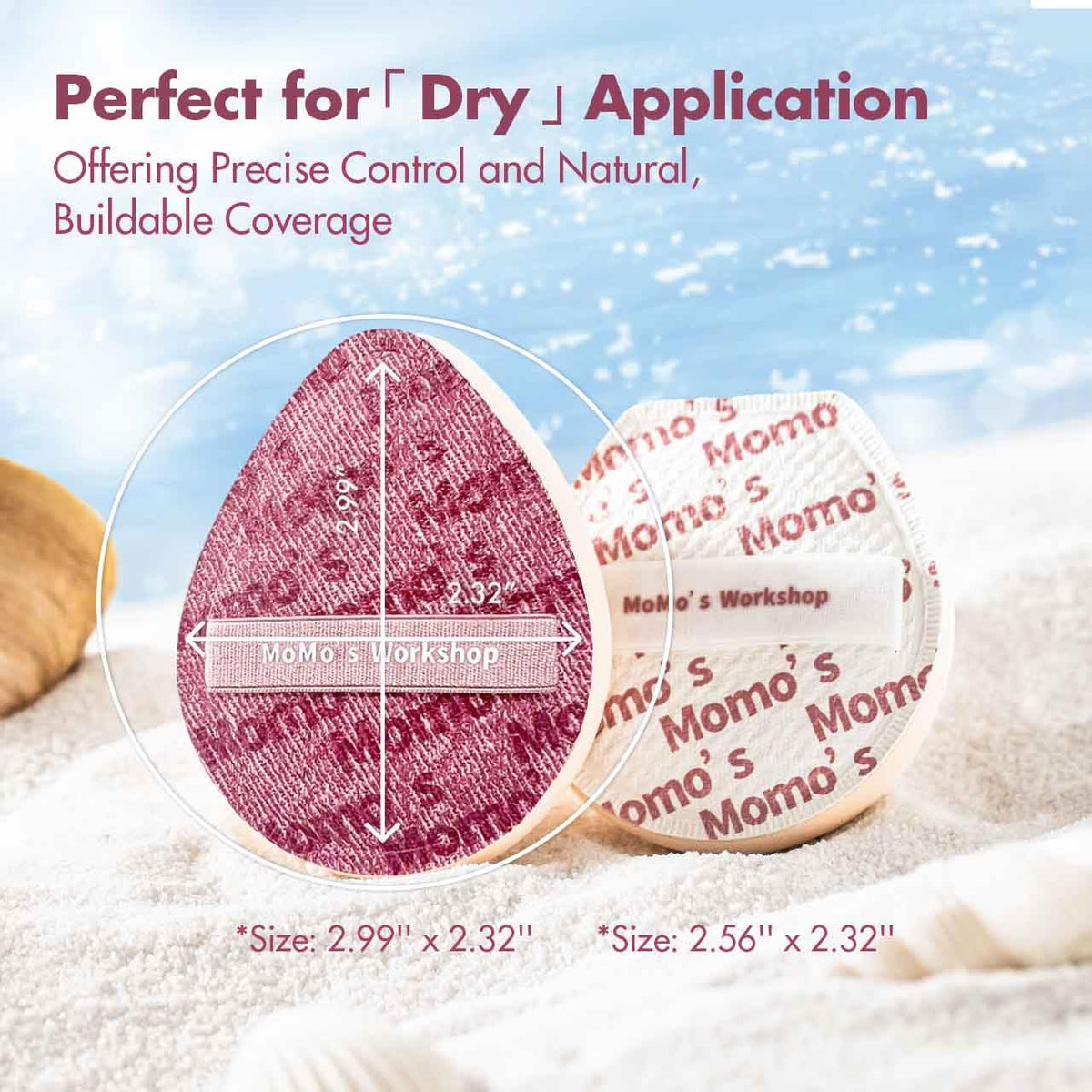 Momo's Workshop pink denim rubycell-core sponge provides soft, supportive grip.