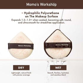 Momo's Workshop Rose Series brown-white puff for precise detailing.