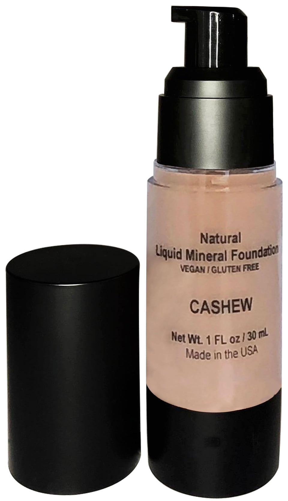 Mom's Secret foundation bottle with pump for easy, even coverage.
