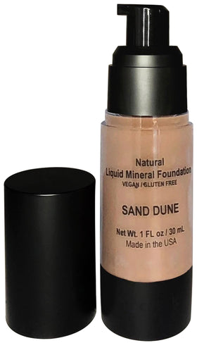 Mom's Secret Sand Dune foundation bottle showing natural, lightweight coverage for a flawless look.