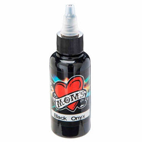 MOM'S Black Onyx bottle shows bold pigment for crisp outlines.
