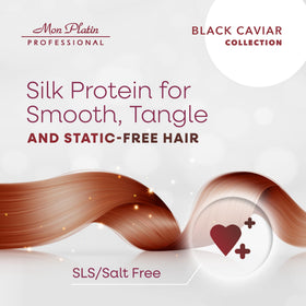 Mon Platin Hair Mask black caviar essence suggests premium nourishment for damaged hair.