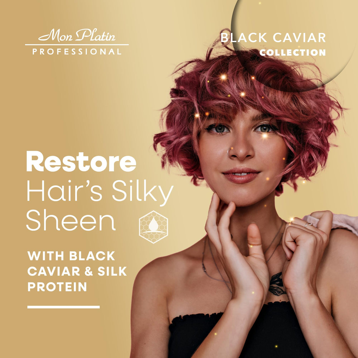 Mon Platin Hair Mask silk protein smoothness highlights frizz control and detangling.