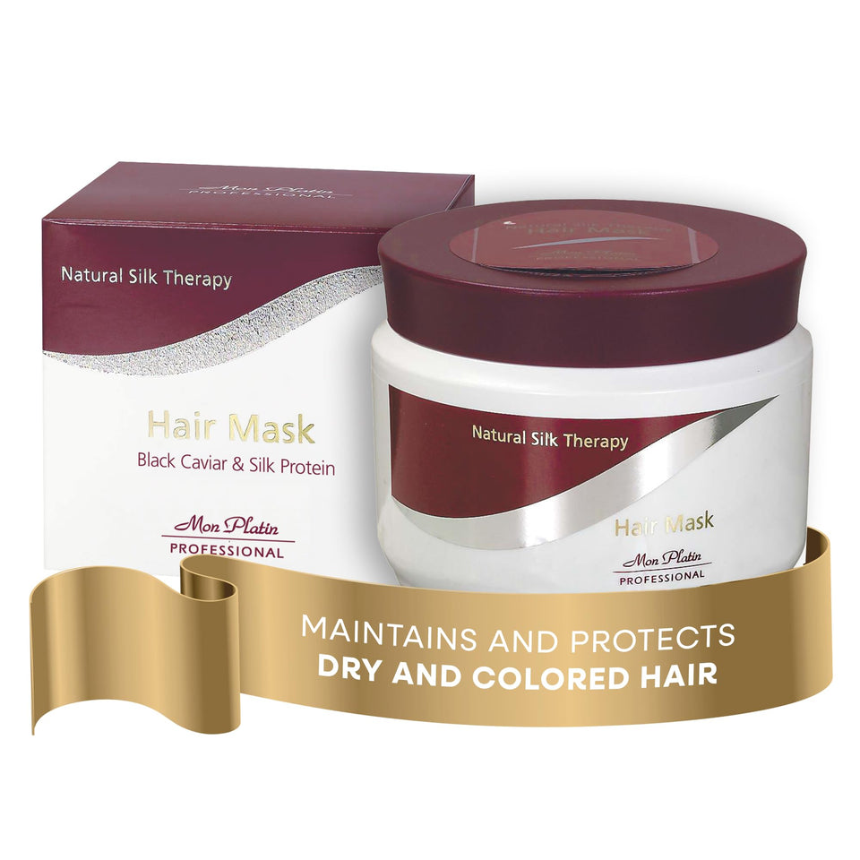 Mon Platin Professional Hair Mask 500ml bottle for deep conditioning of dry, color-treated hair.