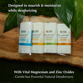 Close-up of MONA aluminum-free kids deodorant with gentle formula.