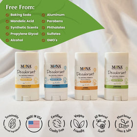 USA-made MONA kids deodorant, safe for everyday adventures.
