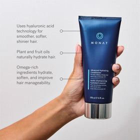 Close-up of MONAT Hydration Conditioner texture for effortless detangling.