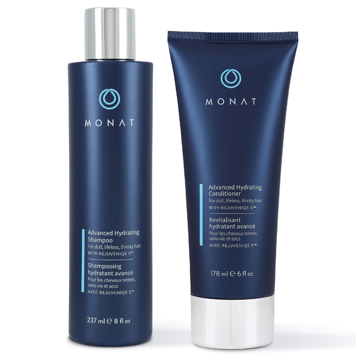 MONAT Advanced Hydration Shampoo bottle front highlights moisture for dry hair.