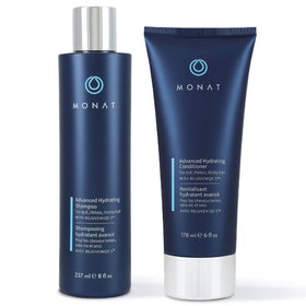 MONAT Advanced Hydration Shampoo bottle front highlights moisture for dry hair.