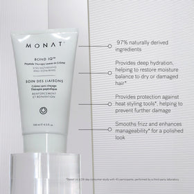 MONAT BOND IQ creme in hand ready for overnight nourishment and styling prep.