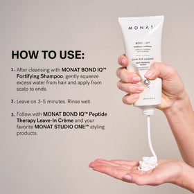 MONAT Bond IQ conditioner strengthens damaged strands with daily use.
