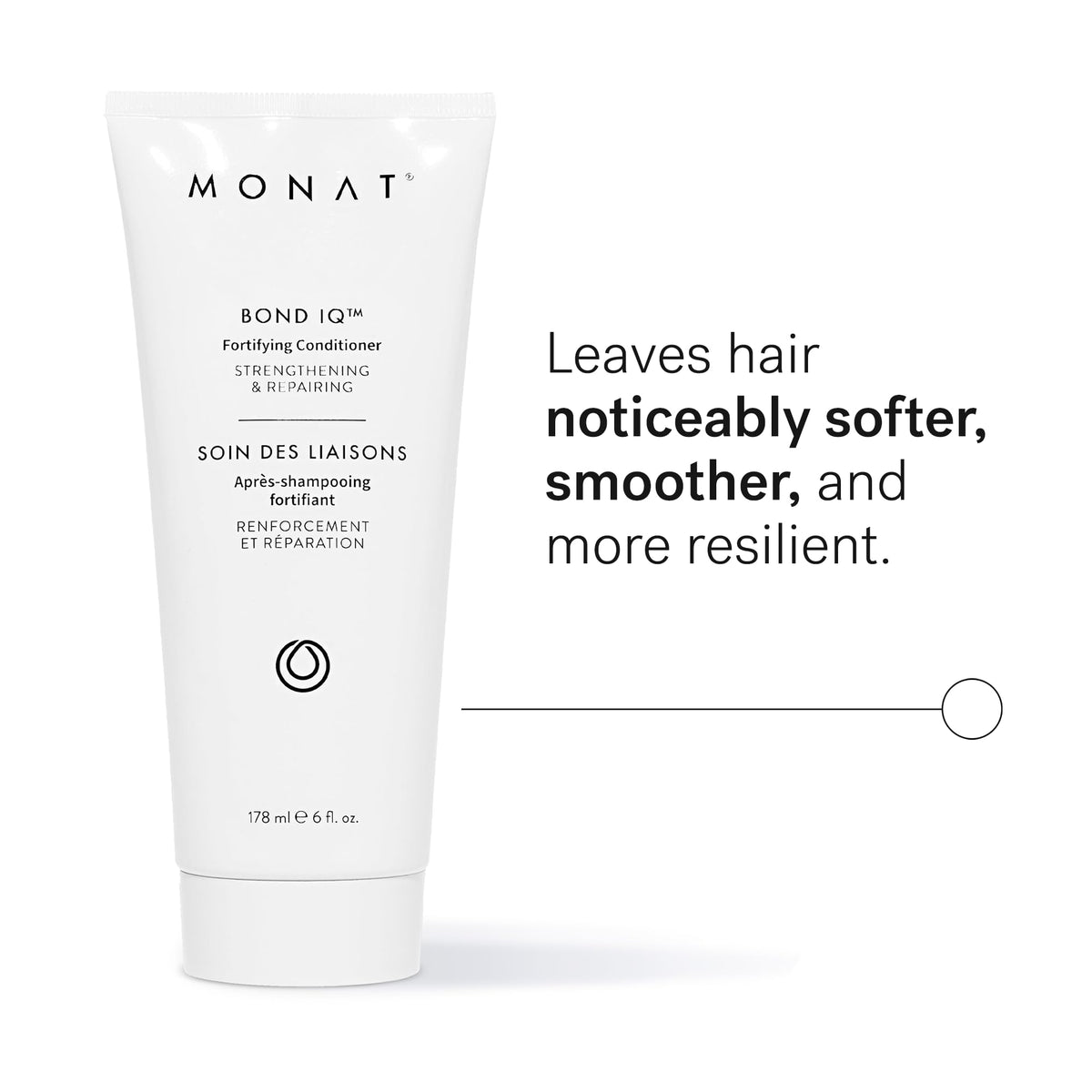 MONAT Bond IQ detangling cream aids easy manageability and smoother strands.