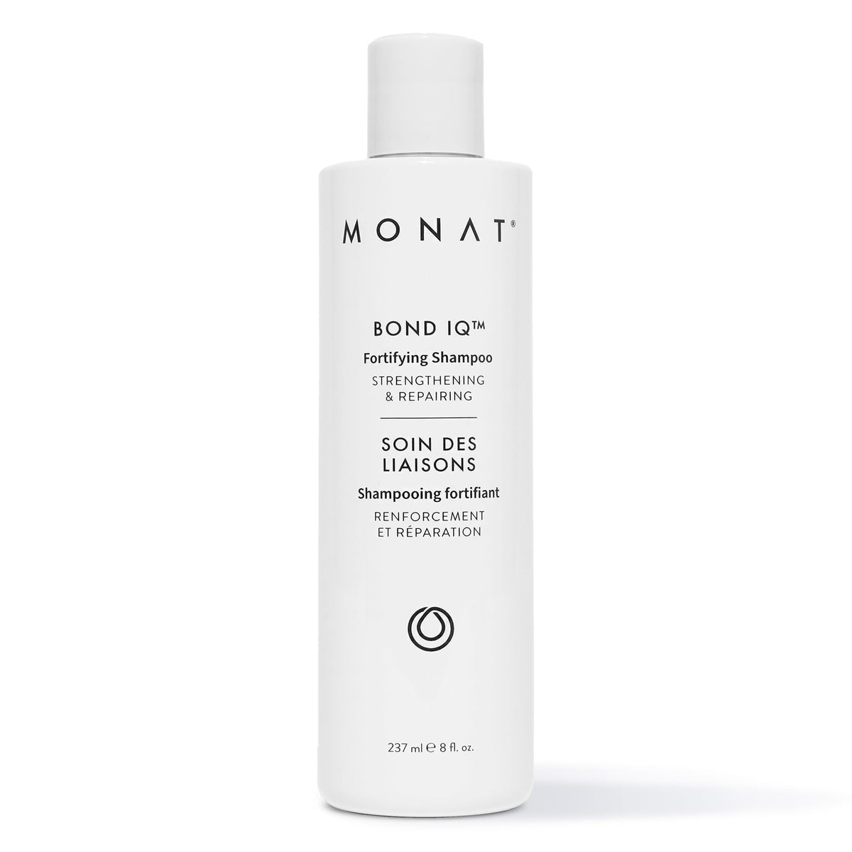 MONAT BOND IQ shampoo bottle front view highlighting strength and shine