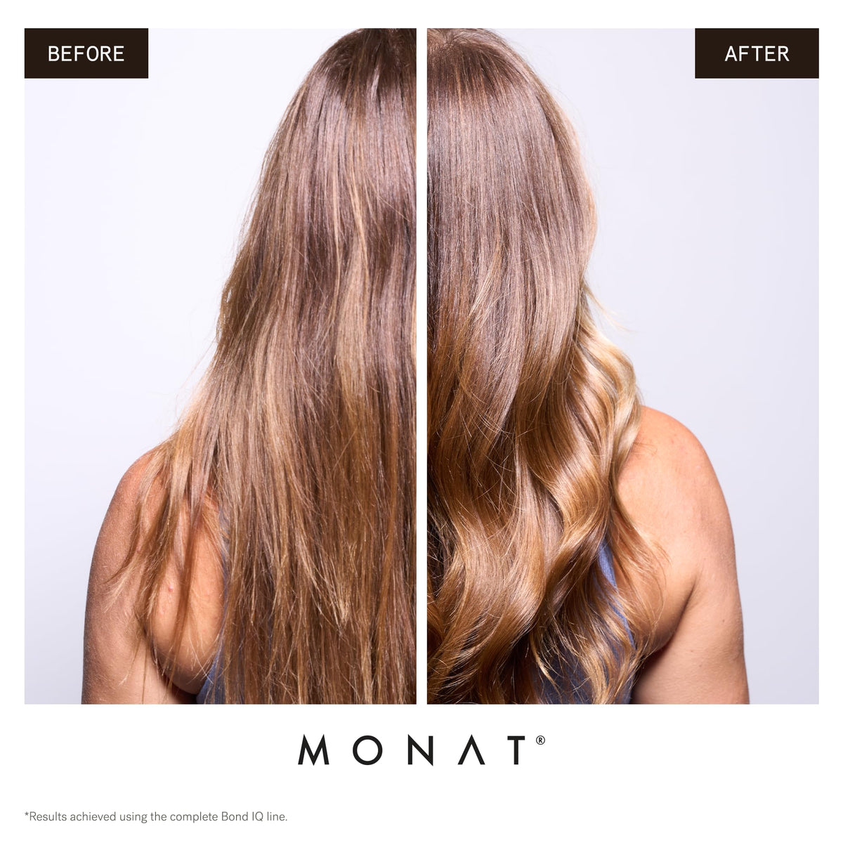 MONAT BOND IQ hair shows added shine and elasticity with continued use.
