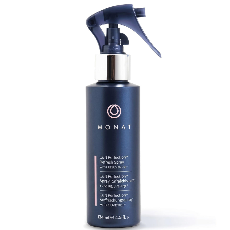 MONAT Curl Perfection Refresh Spray bottle for second-day curls and reduced frizz.